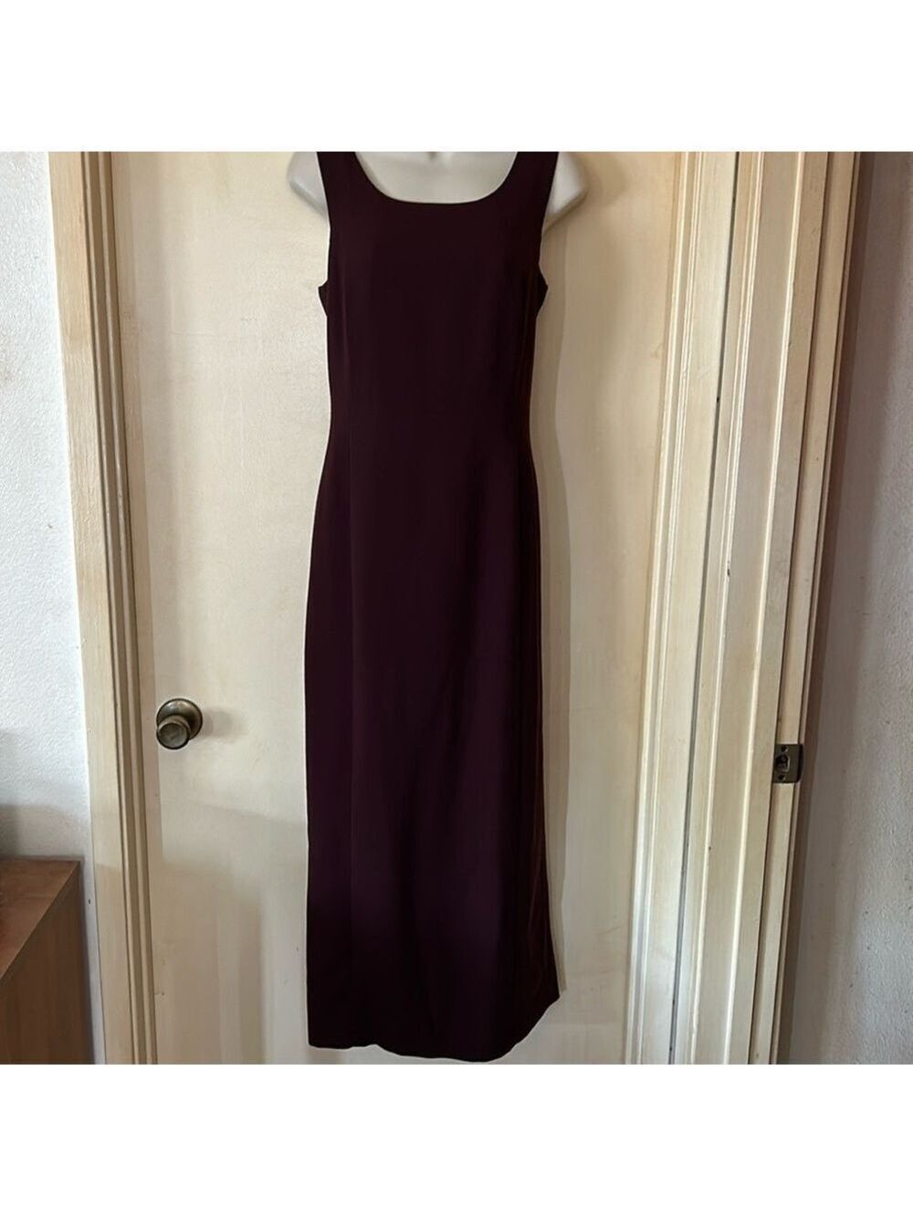 Laura Ashley vintage 100% wool chocolate brown maxi sheath dress size 12